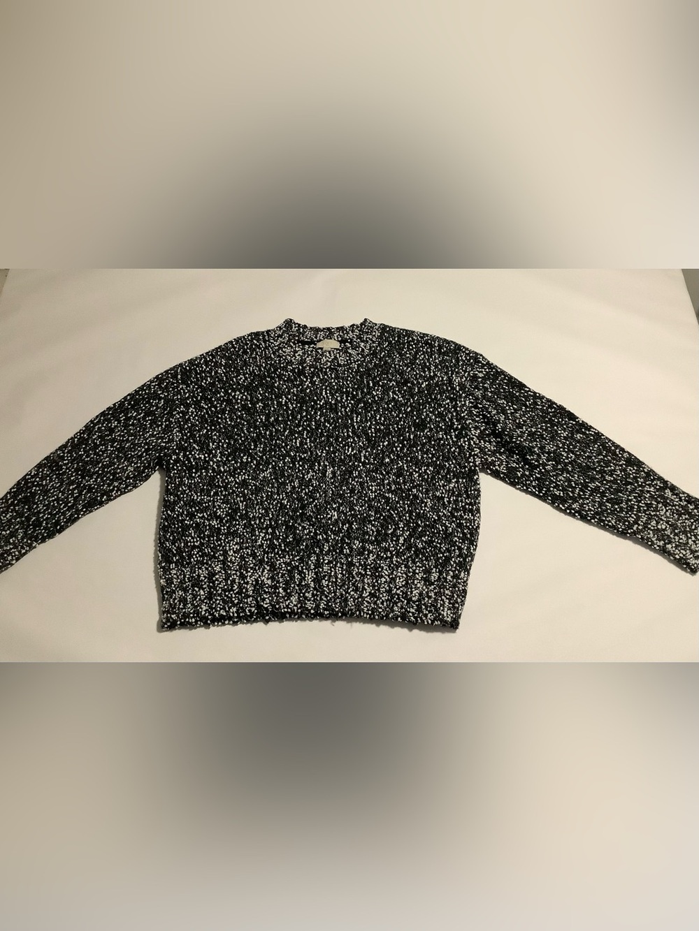 LOFT Black and White Marled Crewneck Sweater